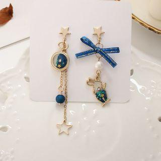 Rabbit Ribbon & Star Asymmetrical Dangle Earring