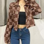 Checkerboard Button-up Cropped Jacket