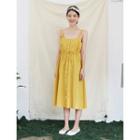 Button-front Linen Blend Jumper Dress