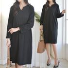 Open-placket Pocket-detail T-shirt Dress