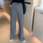 Plaid High-waist Loose-fit Acrylic Straight Fit Pants