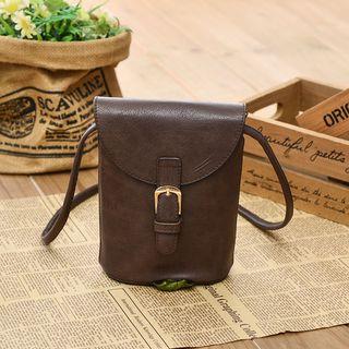 Faux Leather Buckled Shoulder Pouch