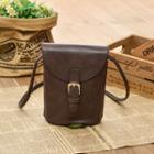 Faux Leather Buckled Shoulder Pouch