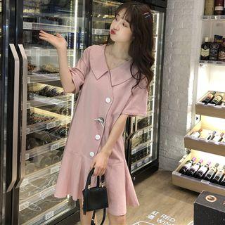 Lapel Large Buttoned Dress