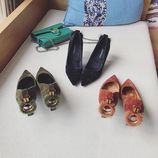 High Heel Furry Hoop Detail Pumps