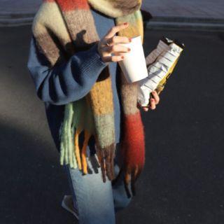 Check Tassel Scarf