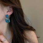 Square Faux Crystal Dangle Earring 1 Pair - Stud Earrings - Blue - One Size