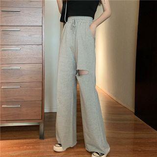 Wide-leg Distressed Sweatpants