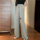 Wide-leg Distressed Sweatpants