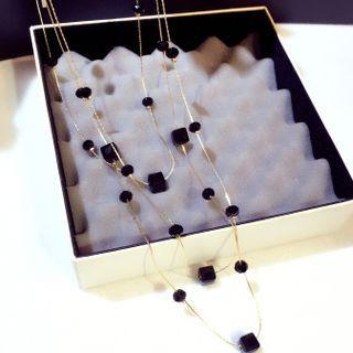 Gemstone Necklace 1 Pc - Black - One Size