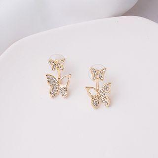 Rhinestone Butterfly Earring 1 Pair - E2895 - As Shown In Figure - One Size