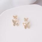 Rhinestone Butterfly Earring 1 Pair - E2895 - As Shown In Figure - One Size