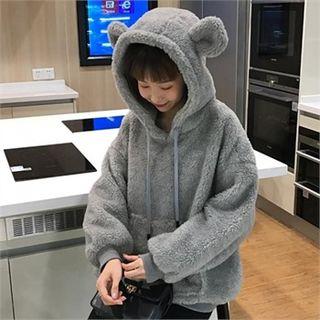 Ear-trim Hooded Fleece Sweatshirt