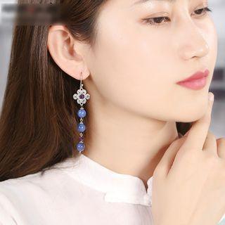 Retro Faux Crystal Flower Dangle Earring