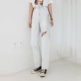 Washed Cutout Jeans