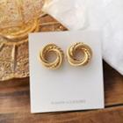 Layered Round Ear Stud 1 Pair - Gold - One Size