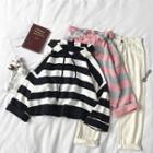 Color-block Striped Long-sleeve Hooded Sweater