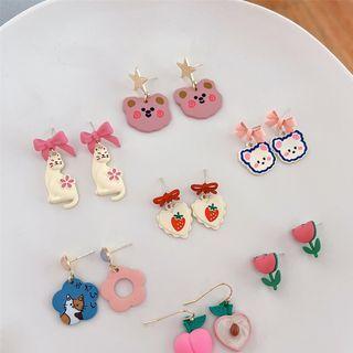 Animal / Flower Asymmetrical Alloy Dangle Earring (various Designs)