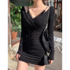 Inset Laced Top Wrap Bodycon Dress