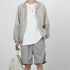 Short-sleeve T-shirt / Shorts / Embroidered Hooded Zip-up Jacket / Set
