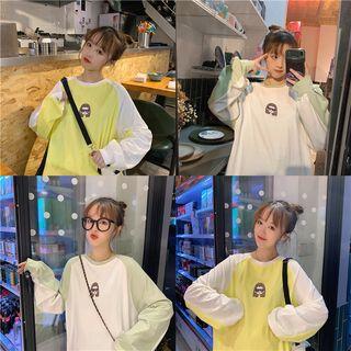 Long-sleeve Cartoon Print Raglan T-shirt