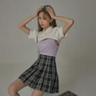 [no One Else] Chuu Letter Crop Tank Top Purple - One Size