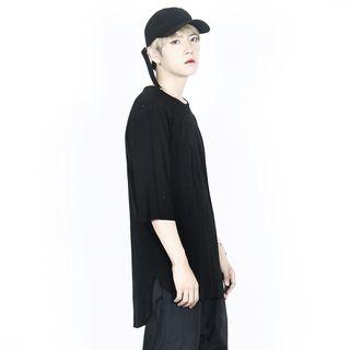 Asymmetric Punch-detailed T-shirt