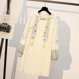 Embroidered Tasselled Hoodie Dress