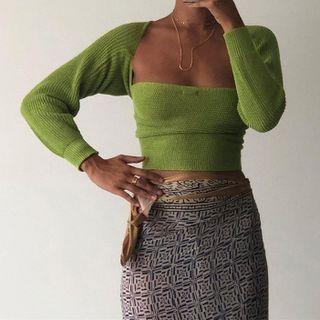 Plain Long-sleeve Square-neck Sweater