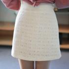 Band-waist Lace Mini A-line Skirt
