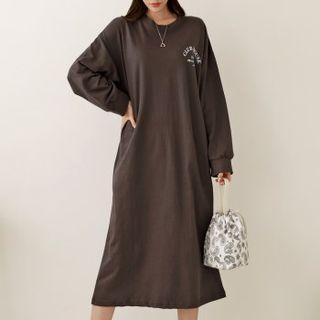 Letter Boxy Midi T-shirt Dress