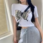 Butterfly Printed Slim-fit T-shirt