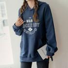 Plus Size Kangaroo-pocket Letter Hoodie