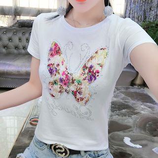 Butterfly Print Short-sleeve T-shirt