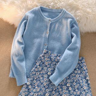 Plain Cardigan / Floral Skirt