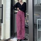 Zip Cropped Cardigan / Loose Fit Pants