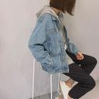 Washed Denim Hooded Oversize Jacket