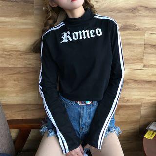 Stripe Letter Long-sleeve T-shirt