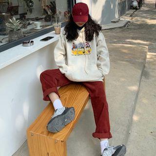 Print Hoodie / Wide-leg Pants