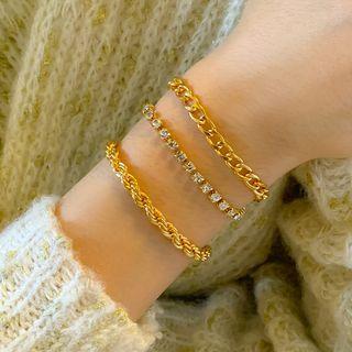 Set: Chain Bracelet + Rhinestone Bracelet