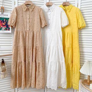 Eyelet Lace-collar Embroidered Midi Dress In 5 Colors