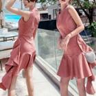 Sleeveless Strip Mermaid Skirt