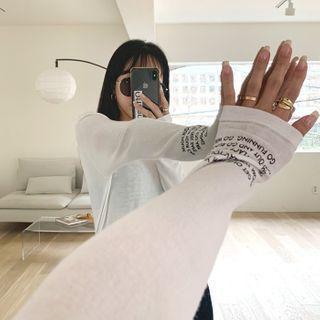 Letter-cuff Relaxed-fit T-shirt