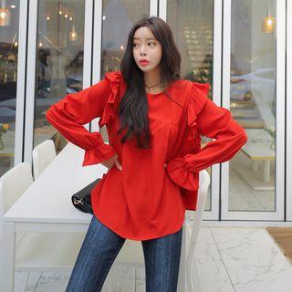 Frilled-detail Bell-sleeve Top