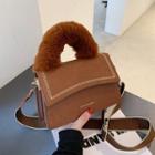 Furry Top Handle Flap Crossbody Bag