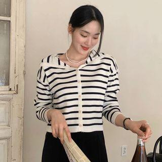 Sailor-collar Stripe Cardigan