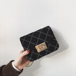 Contrast Stitching Chain Strap Crossbody Bag H993 - Black - One Size