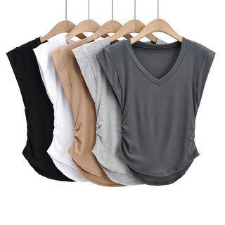 Cap-sleeve Scoop Hem T-shirt