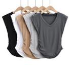 Cap-sleeve Scoop Hem T-shirt