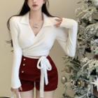 V-neck Sweater / Ruffle Shorts